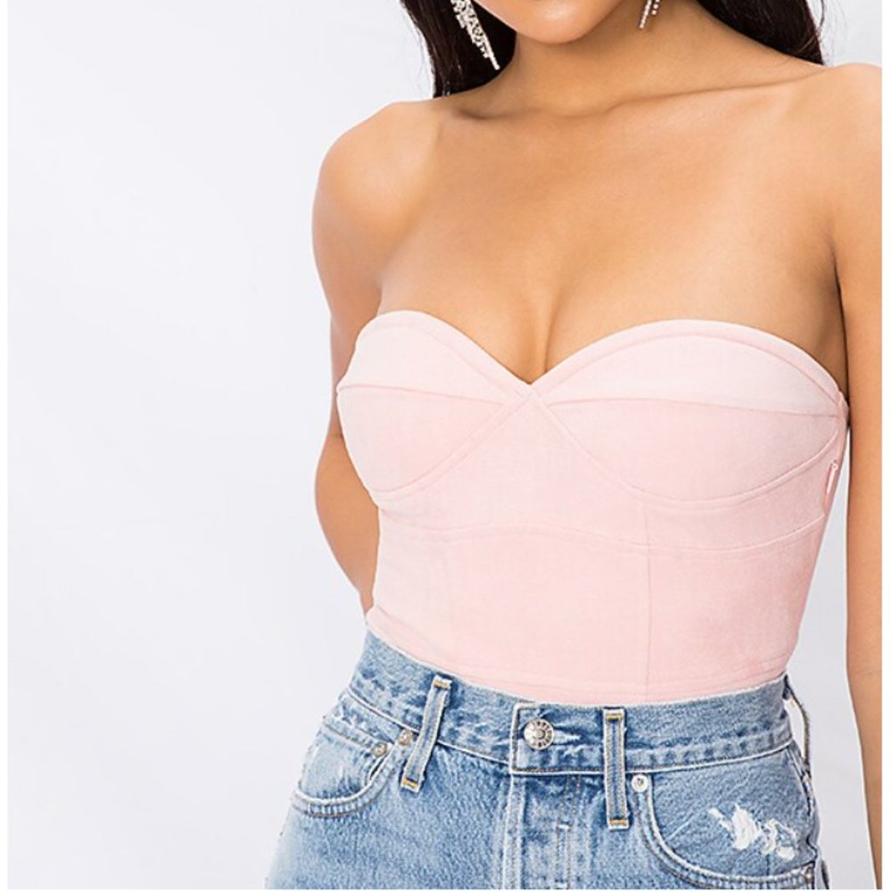 Superdown Pink Strapless Bodysuit